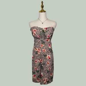 vintage Y2K california grown cheetah hibiscus mini dress coquette summer chic